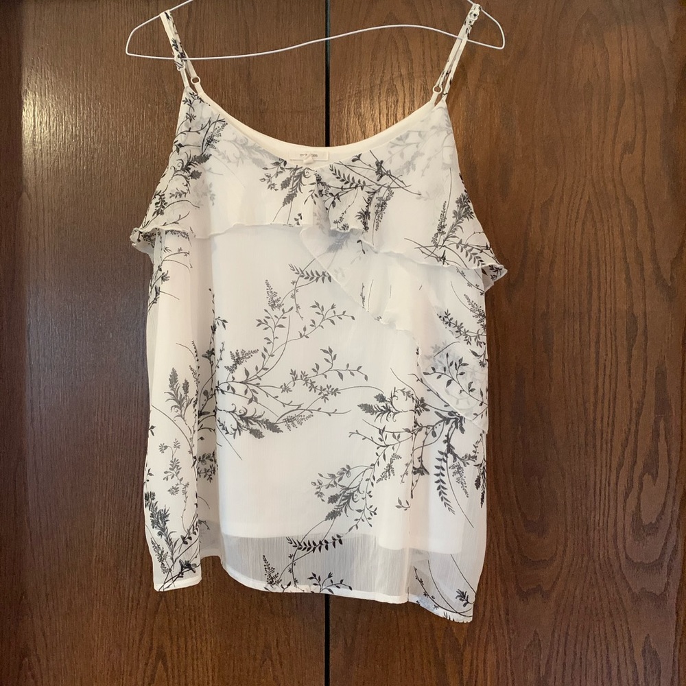 Maurice’s Thin Strap, black and white floral themed blouse